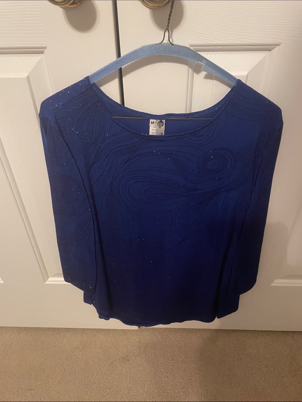 Praise Hymn Women's Blue Embellished Long-Sleeve Women's Top Medium (Like New)